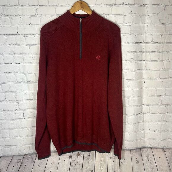 Nike ACG Burgundy Quarter Zip Pullover Men's Lambs Wool Blend  size L Large - Picture 1 of 7